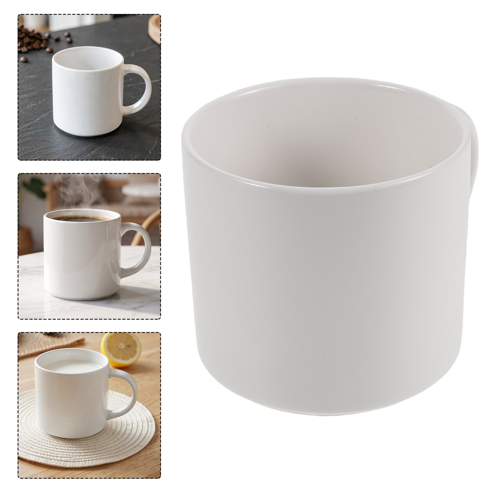 白いセラミック製コーヒーマグ、15オンス、取っ手付き、ミニマ - Sublimation Mug White のレビューと価格