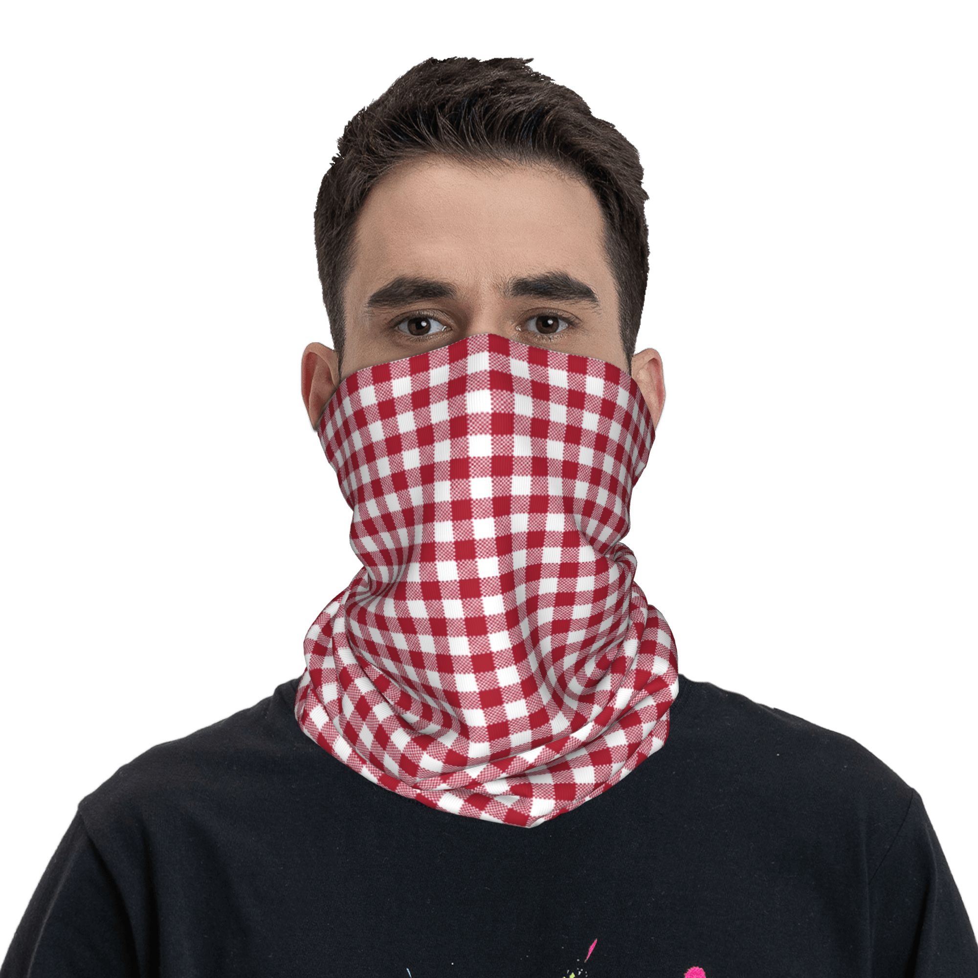 カスタムレッド＆ホワイトギンガムチェック柄バンダナネックゲイ - Bandana Blank White のレビューと価格