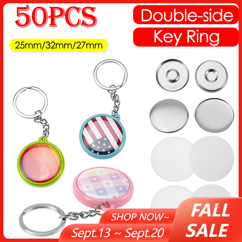 50個/セット 25mm 32mm 37mm 両面キーホルダ - Button Badge Blank のレビューと価格