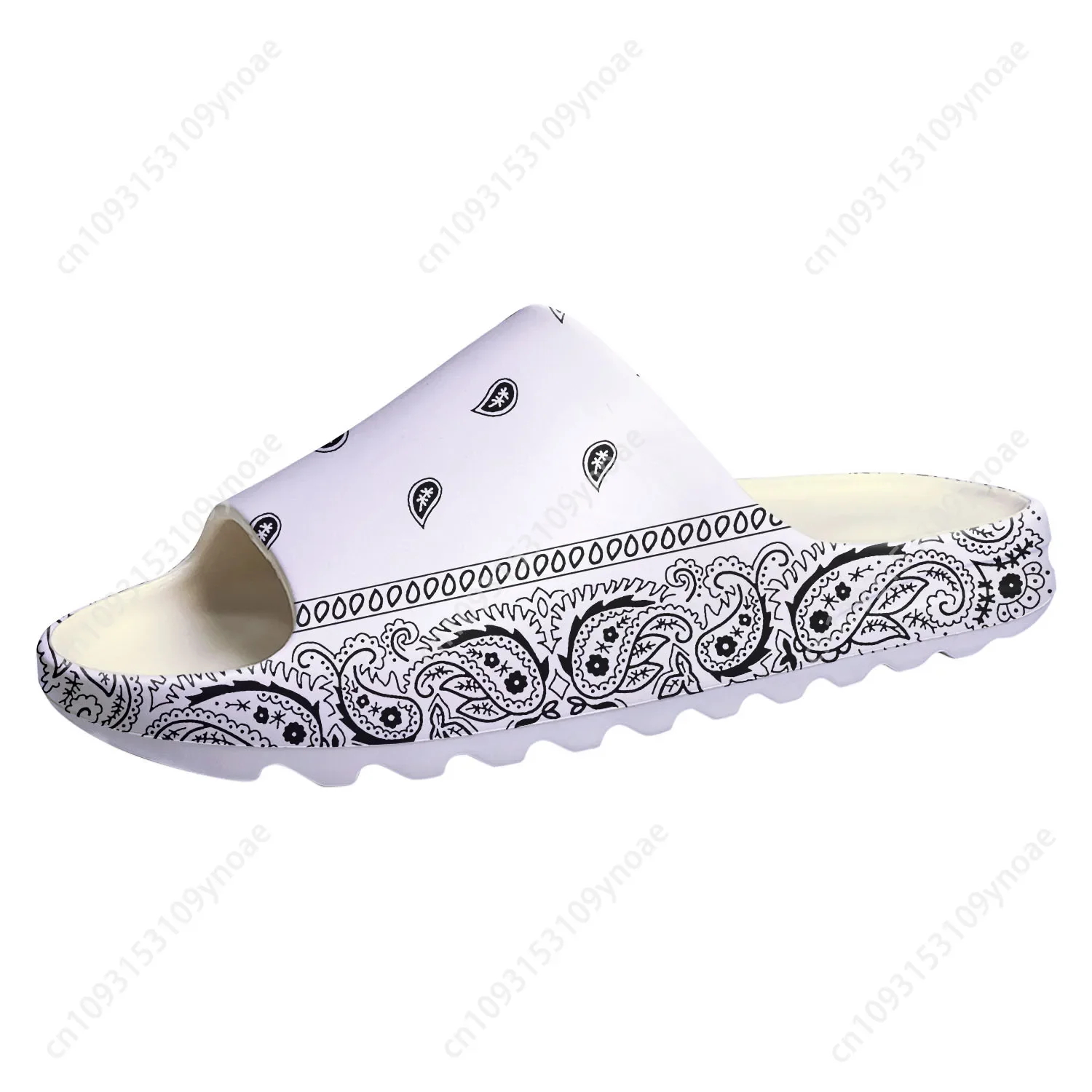 バンダナペイズリーソフトソールスリッパホームクロッグブラック - Bandana Blank White のレビューと価格