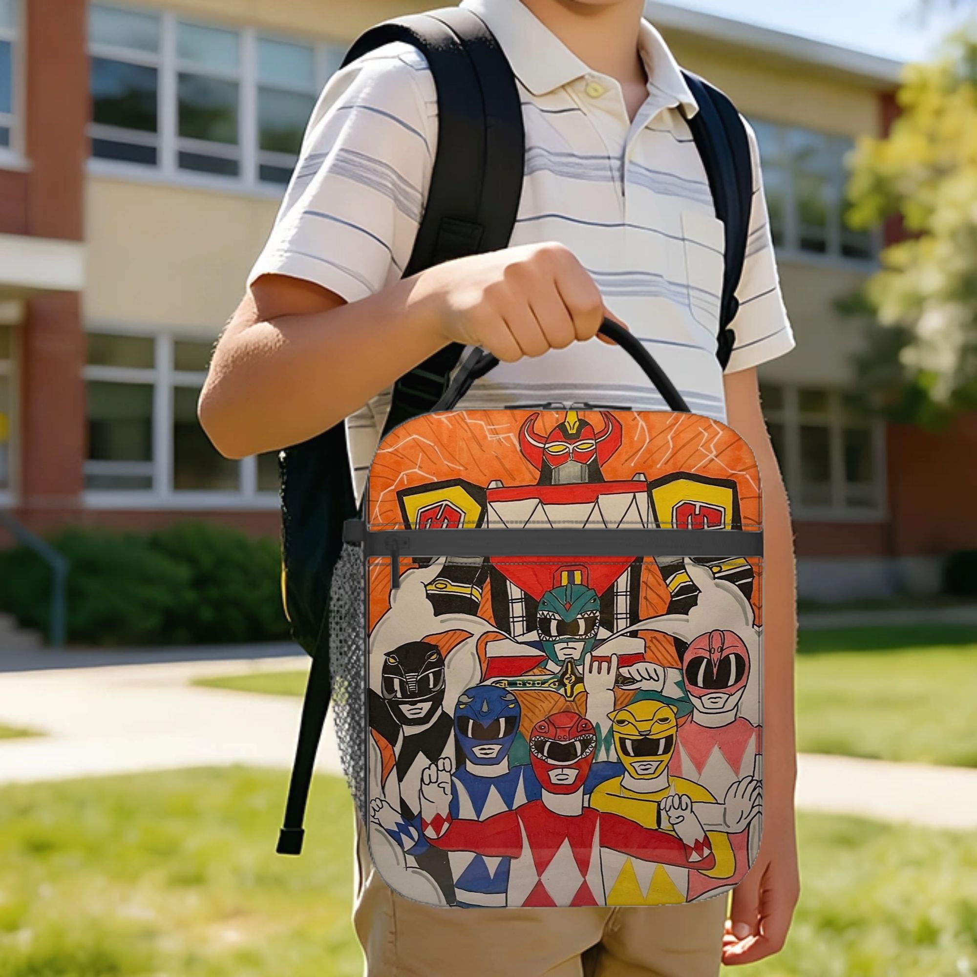 パワーレンジャーとメガゾードのアートワーク 断熱ランチバッグ - Tote Bag Sublimation のレビューと価格
