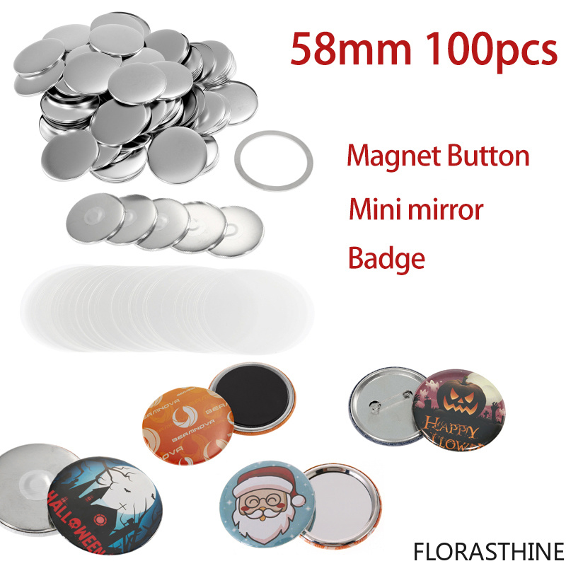 100セット 58mm 無地ピンバッジ素材 ホワイトボード  - Button Badge Blank のレビューと価格