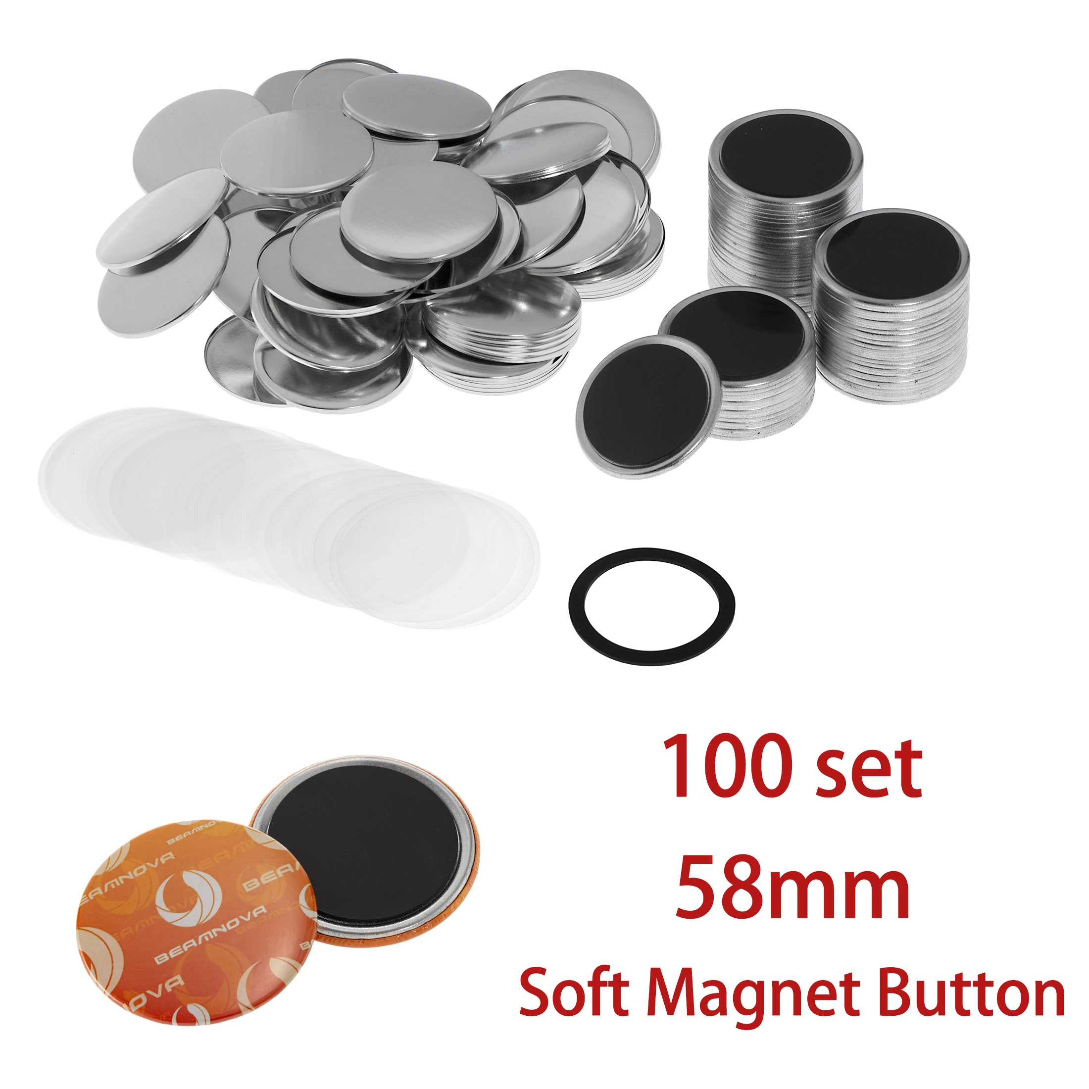 100セット 58mm 無地ピンバッジ素材 ホワイトボード  - Button Badge Blank のレビューと価格