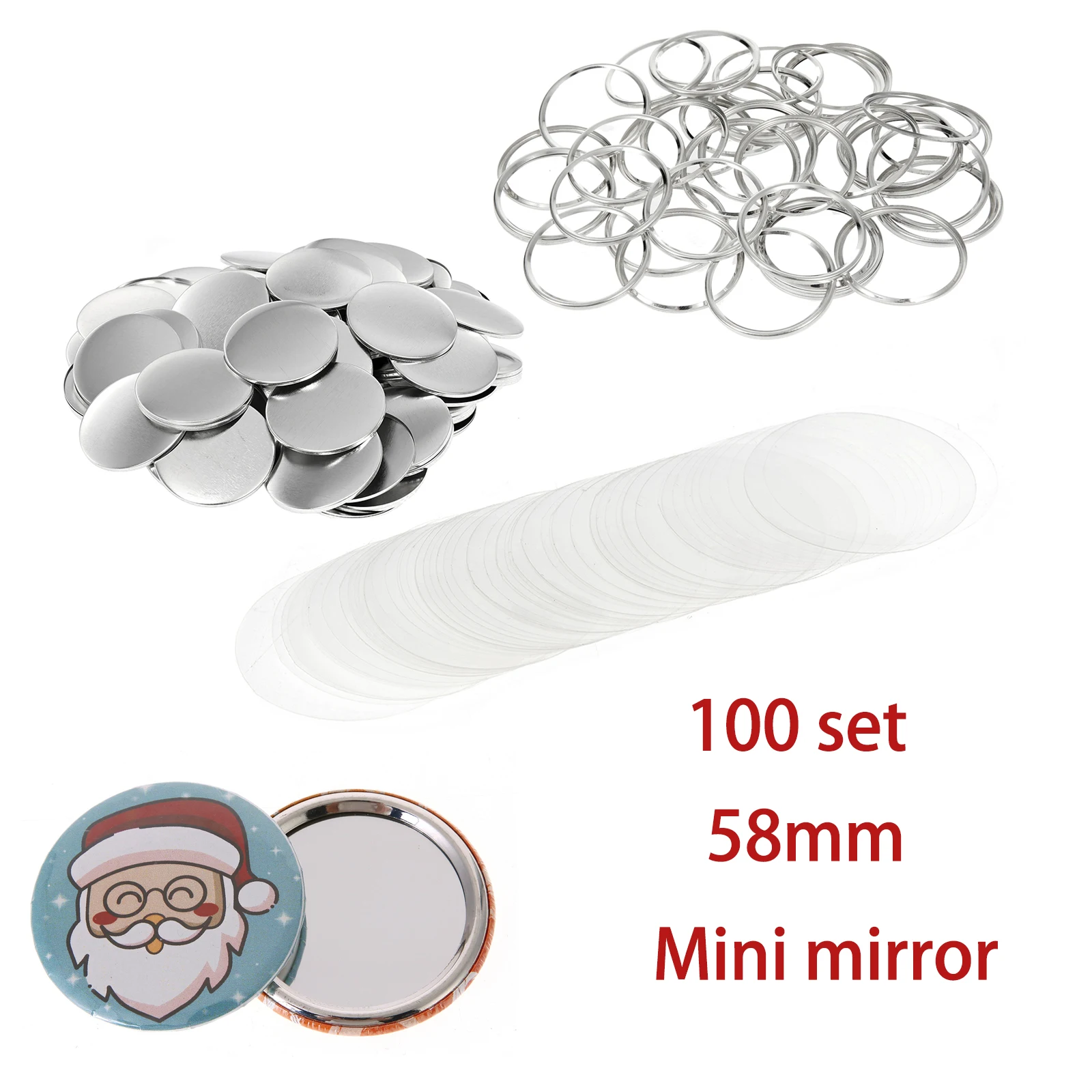 100セット 58mm 無地ピンバッジ素材 ホワイトボード  - Button Badge Blank のレビューと価格